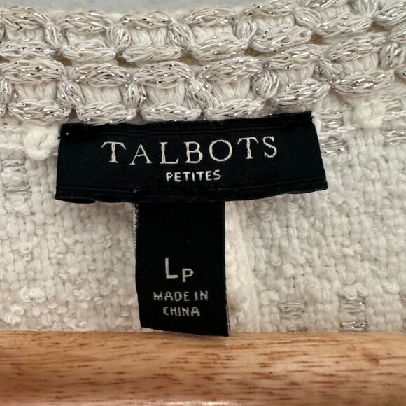 Talbots Metallic Stripe Textured Knit Open Front Cardigan Sweater - Petite Large - Picture 3 of 8